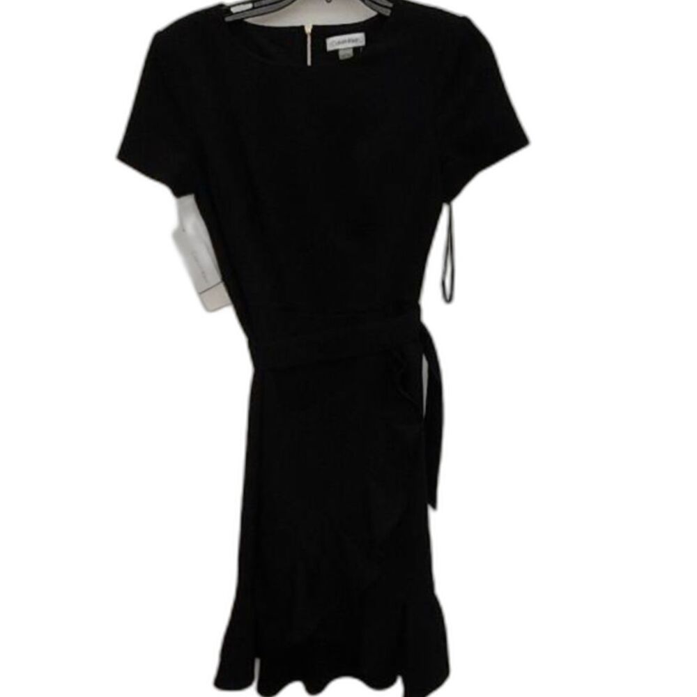 Calvin Klein Women's Black Ruffled Tulip-Hem Crepe Dress - Size 4 New